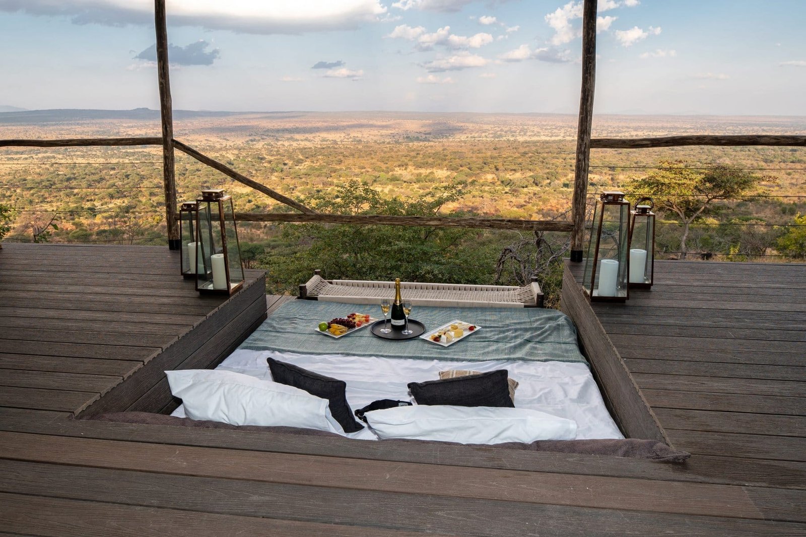 Lemala Mpingo Ridge — Firepit deck looking over Tarangire